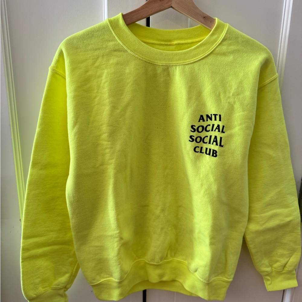 Anti social social club neon yellow crewneck